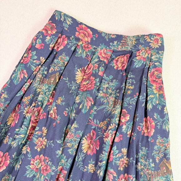 Koret Dresses & Skirts - Vintage 90s Koret Floral Rose Midi Skirt Women's 4 Petite Romantic Button Front